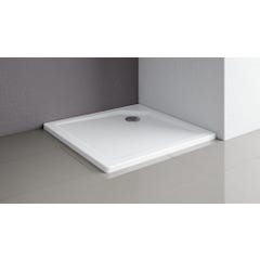 Schulte receveur de douche acrylique, 100 x 100 x 3,5 cm, effet blanc, carré, extra plat, à poser ou à encastrer, avec pieds, bac à douche 0
