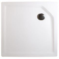 Schulte receveur de douche acrylique, 80 x 80 x 3,5 cm, effet blanc, carré, extra plat, à poser ou à encastrer, avec pieds, bac à douche 1