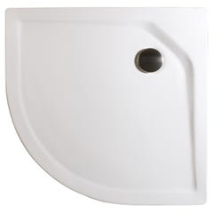 Schulte receveur de douche acrylique, 80 x 80 x 3,5 cm, effet blanc, quart de cercle, extra plat, à encastrer, avec pieds, bac à douche 0