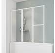 Schulte pare-baignoire rabattable 152 x 140 cm, paroi de baignoire 3 volets pivotant porte-serviette, verre transparent profilé blanc