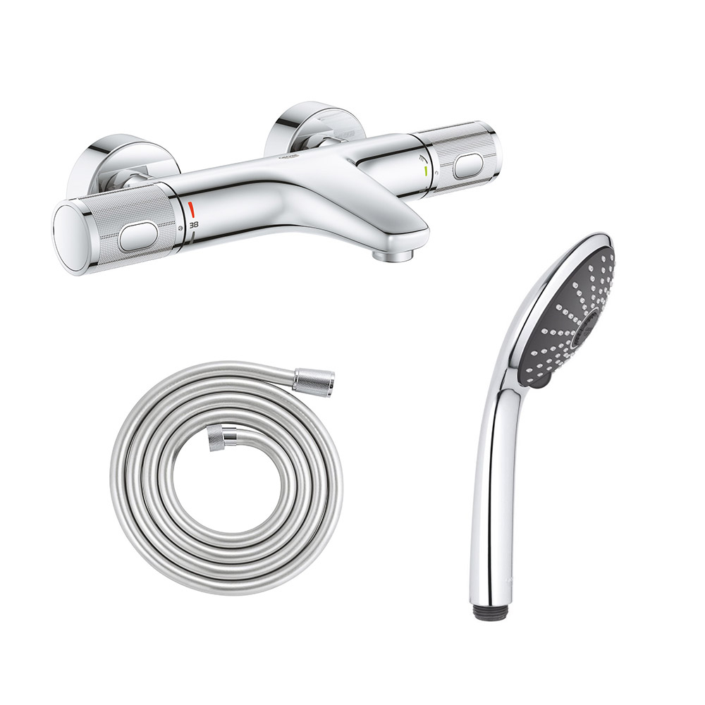 GROHE Mitigeur bain douche Precision Feel avec douchette 3jets Vitalio Joy 110 Massage et flexible 200cm