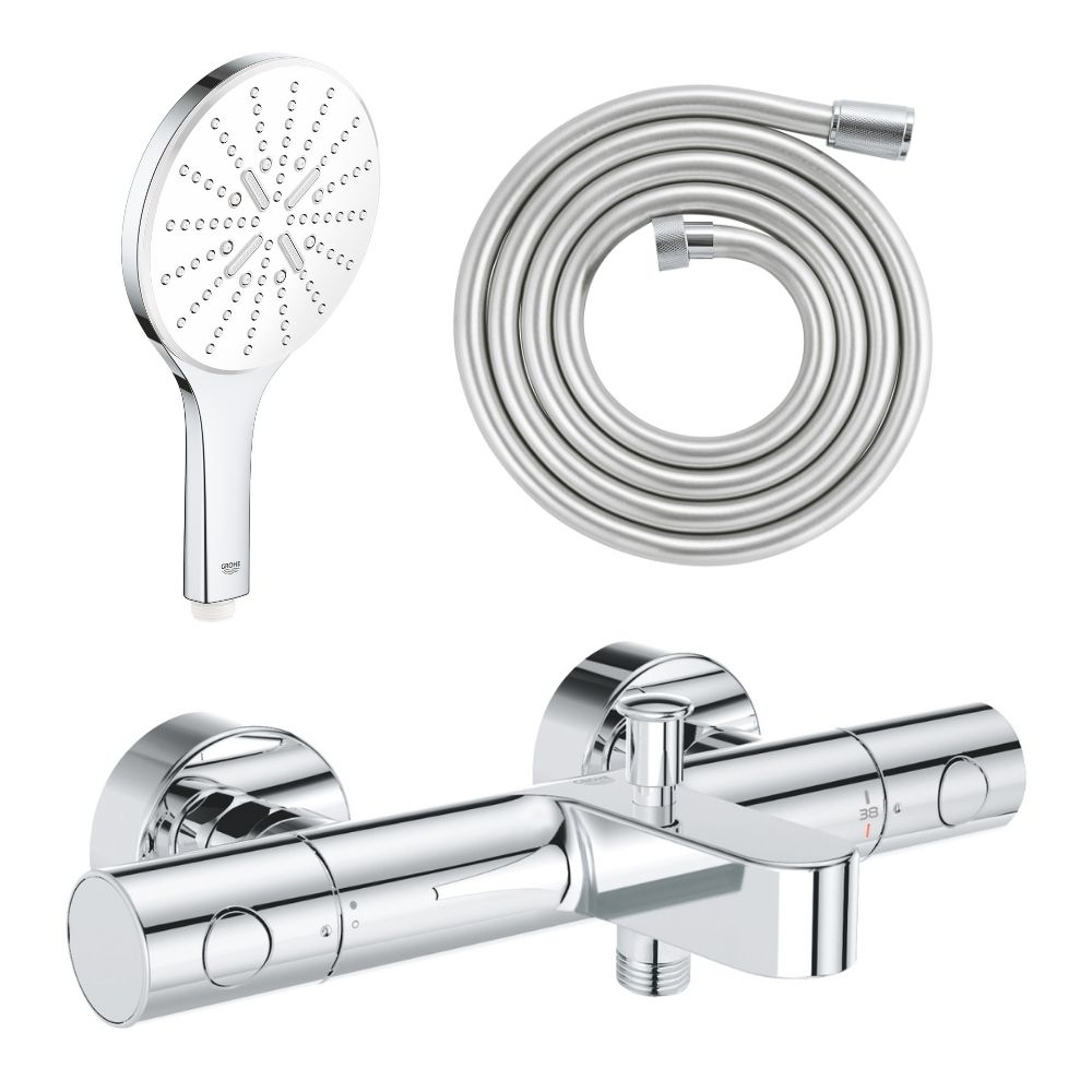 GROHE Mitigeur bain douche Precision Get avec douchette 3jets Vitalio Smartactive 150 et flexible 200cm