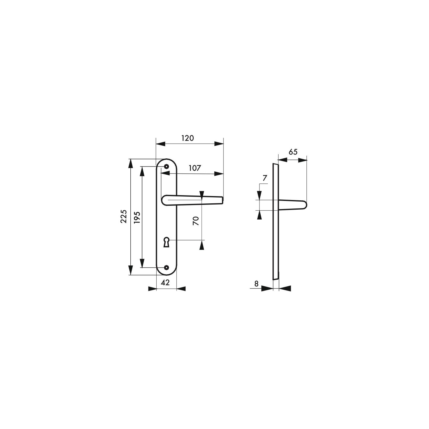 THIRARD - Ensemble de poignées pour porte de chambre Louis XV trou de clé, carré 7mm, entr'axes 195mm, laiton vieilli 1