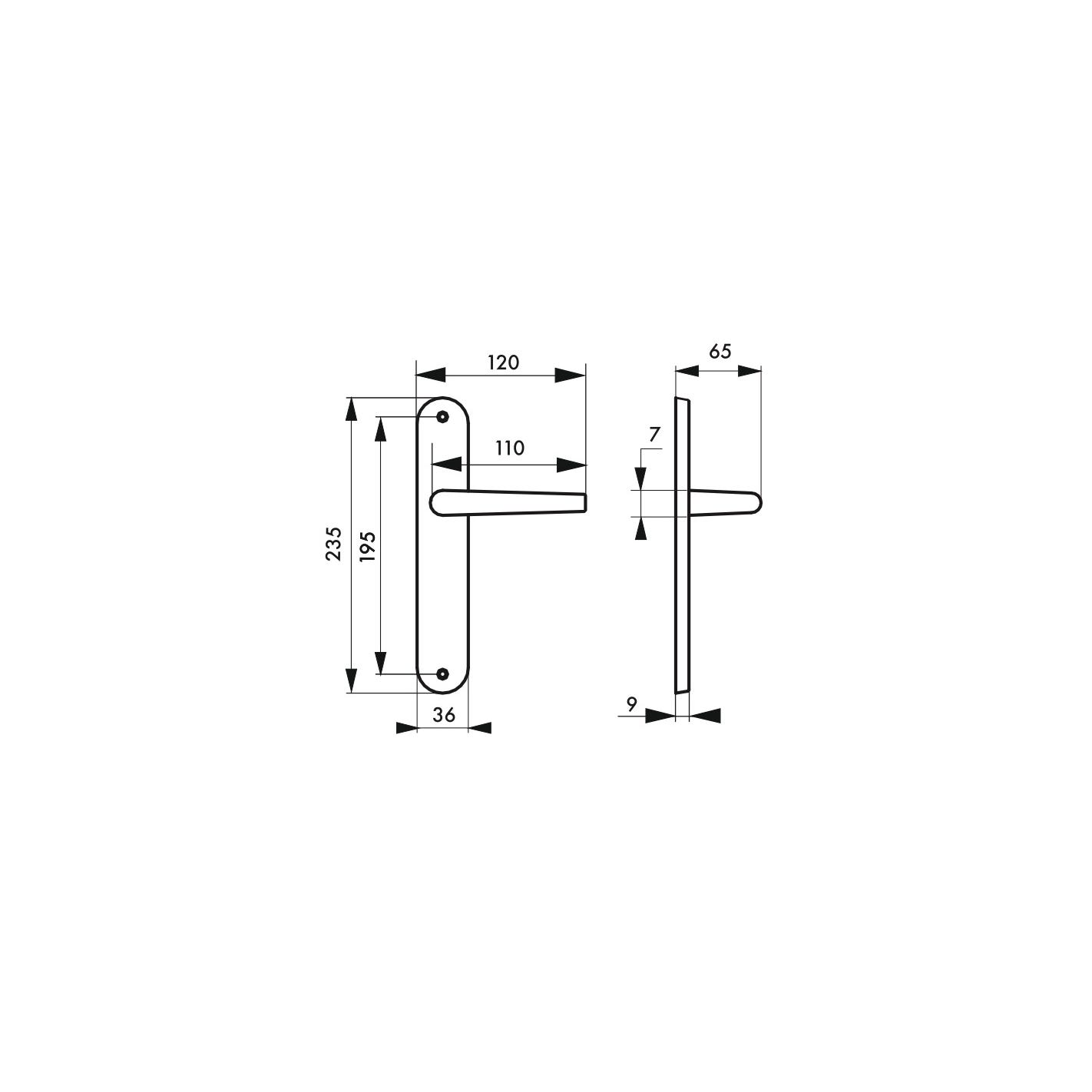 THIRARD - Ensemble de poignées pour porte intérieure Hebe sans trou, carré 7mm, entr'axes 195mm, laqué blanc 1