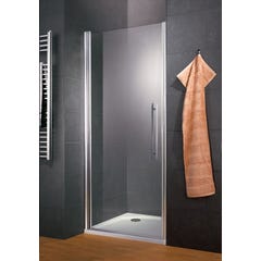 Schulte porte de douche pivotante, 90 x 192 cm, verre 5 mm transparent anticalcaire, style industriel, profilé aspect chromé