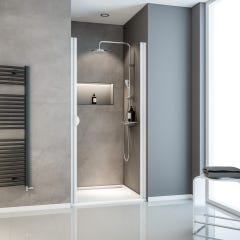 Schulte porte de douche pivotante, 80 x 180 cm, verre transparent 5 mm, profilé blanc, Sunny 0