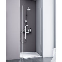 Schulte porte de douche pivotante, 80 x 192 cm, verre 5 mm transparent anticalcaire, style industriel, profilé aspect chromé 0