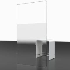 Schulte paroi de douche acces d'angle arrondi, 90 x 90 x 190 cm avec portes de douche coulissantes, 5 mm, verre sablé au milieu, profilé blanc, Sunny 3