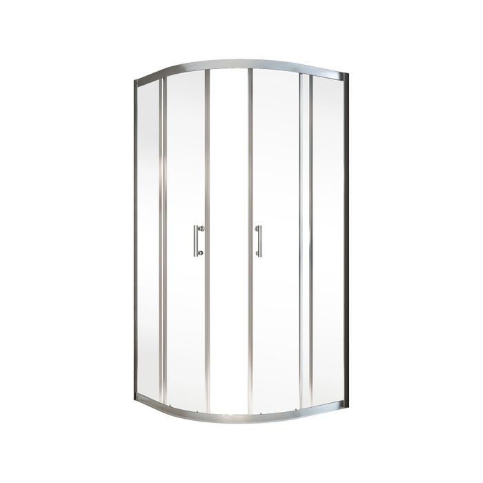 Schulte paroi de douche acces d'angle arrondi, 90 x 90 x 190 cm avec portes de douche coulissantes, 5 mm, verre transparent, aspect chromé, Sunny 1