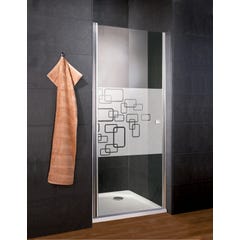 Schulte porte de douche pivotante, 80 x 192 cm, verre 5 mm anticalcaire, sérigraphie Softcube, style industriel, profilé aspect chromé 0