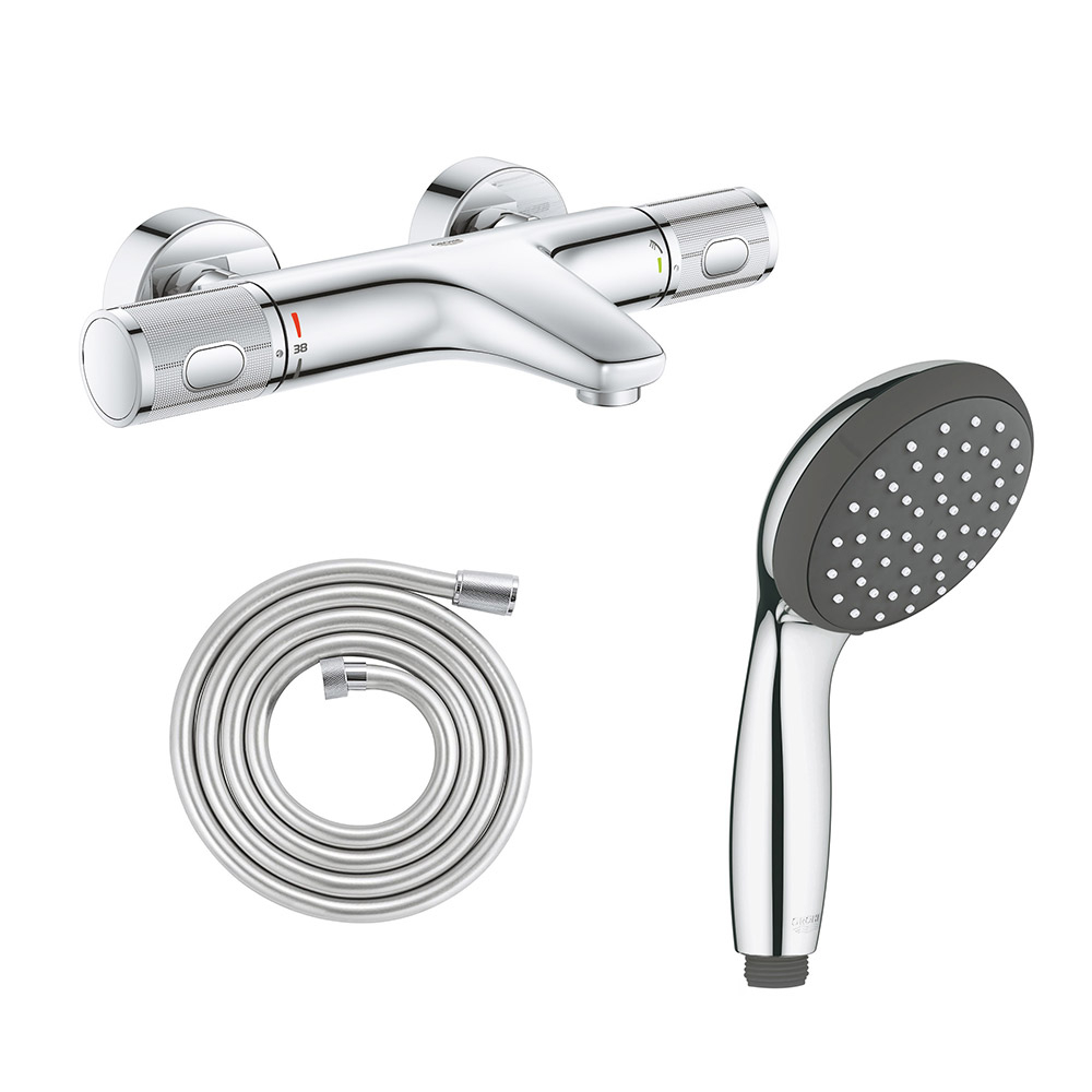 GROHE Mitigeur bain douche Precision Feel avec douchette 1jet Vitalio Start 100 et flexible 200cm