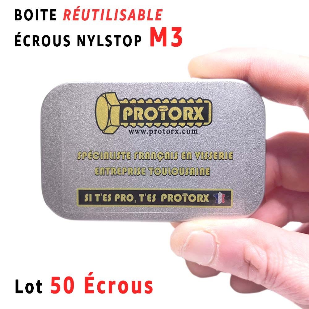 Ecrou Indesserable Autofreiné M3 : Boite 50 Pcs Nylstop Autobloquant Frein - Bague Nylon de Blocage | HI - DIN985 |(Diam. 3mm x 5,5mm) Inox A2 4