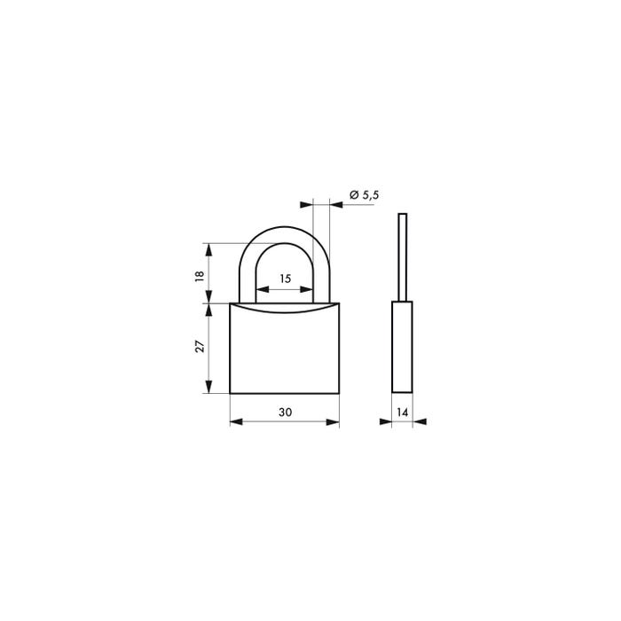 THIRARD - Cadenas à clé Extra Lock Electricom, acier, intérieur, anse acier, 30mm, 3 clés 1