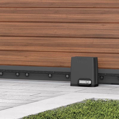 Motorisation pour portail coulissant PVC, bois, alu, acier OREA 500 PLUS + Visiophone BambooView et Kit solaire - Avidsen