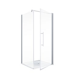 Schulte porte de douche pivotante + paroi de retour fixe, 90 x 90 x 192 cm, verre 5 mm transparent anticalcaire, profilé alu-argenté 1