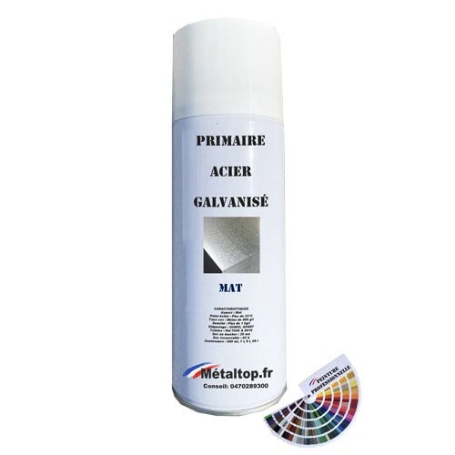 Primaire Acier Galvanise - Metaltop - Blanc pur - RAL 9010 - Bombe 400mL 0