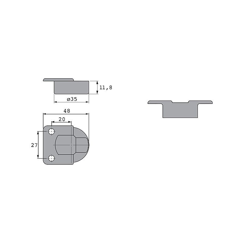 Charnière invisible d'abattant - Finition : Nickelé - Matériau : Acier - Diametre boîtier : 35 mm - Montage : En appliq 5