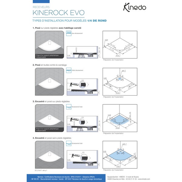 Receveur de douche extra plat - Kinerock Evo - Kinedo - 120 x 90 cm - Blanc effet pierre 4