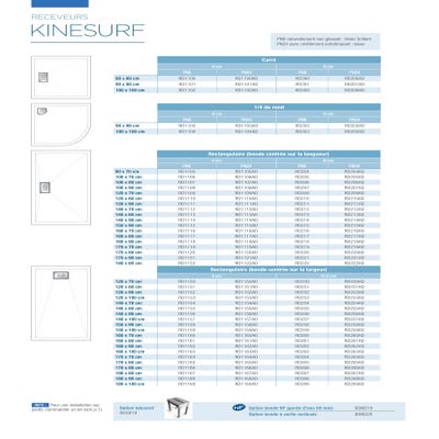 Receveur KINESURF extra-plat blanc 160 x 80 - Kinédo