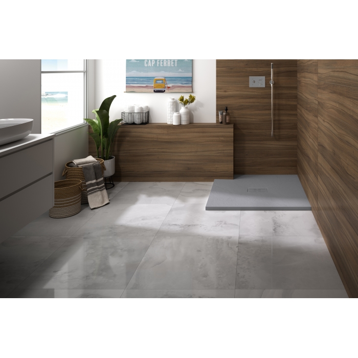 Receveur de douche KINEROCK Evo aspect minéral gris p. 80x80