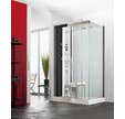 Cabine de douche complète HORIZON receveur de douche 120x120 hauteur 17,5 cm porte pivotante douche hydromassante et fonction Hammam Perle Noire