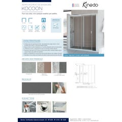 Cabine de douche complète KOCOON 100x90 d'angle porte pivotante verre transparent mitigeur thermostatique panneaux de fond couleur gris bois 3