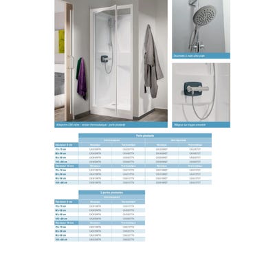 Cabine de douche complète KINEPRIME porte pivotante receveur 90x90 hauteur 9 cm transparent mitigeur thermostatique verre transparent 2