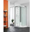 Cabine de douche complète HORIZON receveur de douche 1/4 de rond 90x90 hauteur 12,5 cm douche hydromassante finition Acier