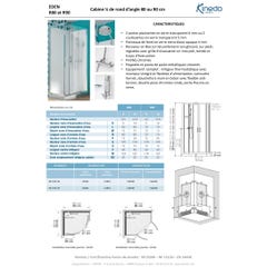Cabine de douche complète prête à poser EDEN Plus porte coulissante roulettes métal receveur de douche 1/4 de rond 90x90 hauteur 18 cm 1