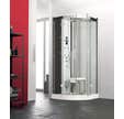 Cabine de douche complète HORIZON receveur de douche 1/4 de rond 90x90 hauteur 17,5 cm porte coulissante douche hydromassante et Hammam Perle Noire
