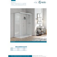Cabine de douche BROOKLYN profilés gris clair porte couliss. 160x80 8,5 cm verre transparent mitigeur thermostatique panneaux de fond verre blanc 2
