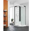 Cabine de douche complète HORIZON receveur de douche 1/4 de rond 90x90 hauteur 12,5 cm douche hydromassante finition Perle Noire