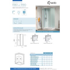 Cabine de douche complète KINEPRIME porte pivotante receveur 1/4 de rond 90x90 hauteur 18 cm mitigeur thermostatique verre transparent 1