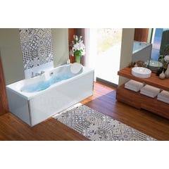 Tablier de baignoire en verre blanc 200 compatible avec toutes les baignoires KINEDO rectangulaires sauf modèles STAR et SAMBA
