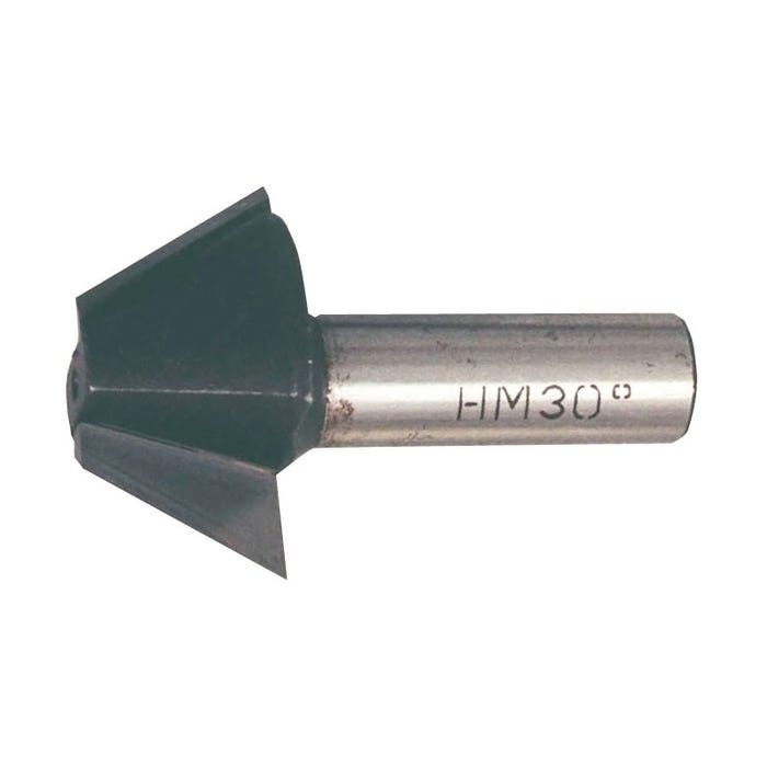 Fraise d'affleureuse chanfrein - Angle : 30° - Diamètre : 24 mm - Longueur utile : 12 mm - Queue : 8 mm - LEMAN 0