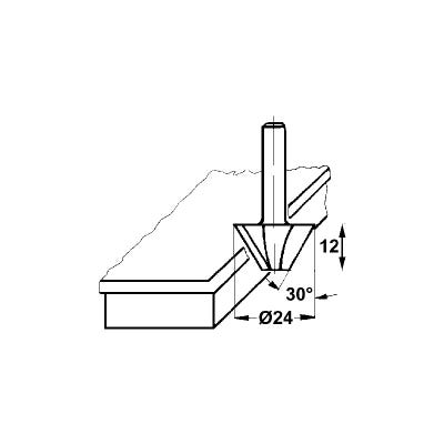 Fraise d'affleureuse chanfrein - Angle : 30° - Diamètre : 24 mm - Longueur  utile : 12 mm - Queue : 8 mm - LEMAN ❘ Bricoman