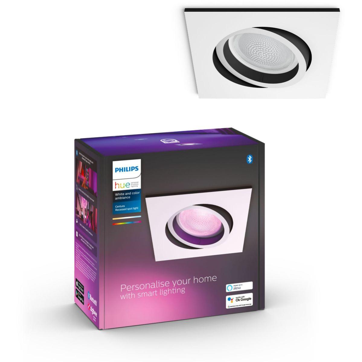 Spot PHILIPS HUE W&C CENTURA encastre carre Blanc