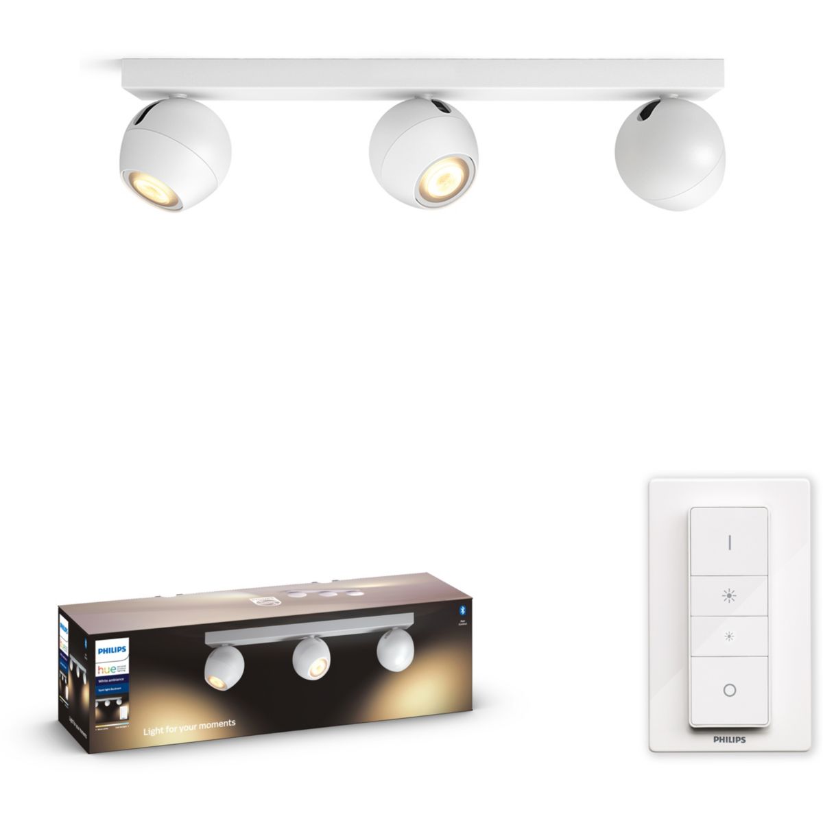 Ampoule PHILIPS Hue Buckram 3 Spots Blanc + telecommande