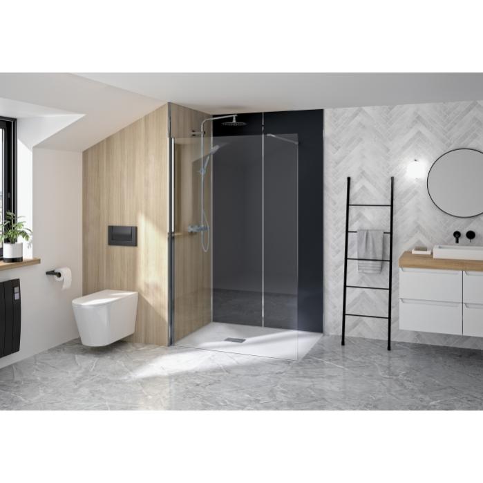 Kinedo - Paroi douche fixe Supra II Solo, 120, verre transparent, chromé