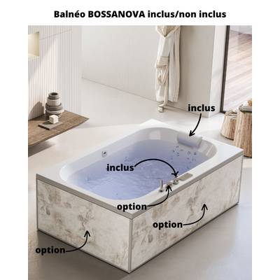 Baignoire balnéo d'exception BOSSANOVA 185x120 sur châssis métal, système balnéo AIR HOTEL tête bain à gauche 2