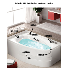 Baignoire balnéo MILONGA 180x100 sur châssis métal, tête bain à droite, système balnéo SILENCE & AIR traitement OZONE inclus 1