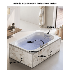 Baignoire balnéo d'exception BOSSANOVA 185x120 sur châssis métal, système balnéo MIX COLOR tête bain à gauche 2