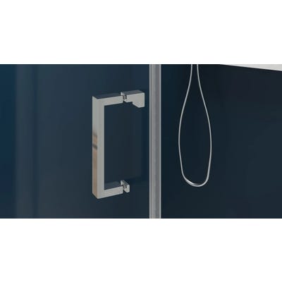 Paroi de douche porte pivotante à 180° SMART Express sans seuil (normes handicapé) passage optimisé largeur 100 profilé blanc verre transparent 2