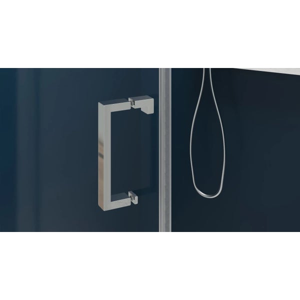 Paroi de douche porte pivotante à 180° SMART Express sans seuil (normes handicapé) passage optimisé largeur 90 profilé chromé verre transparent 2