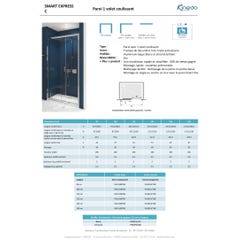 Porte de douche coulissante SMART Express dimensions 130x190 profilé blanc verre transparent 1
