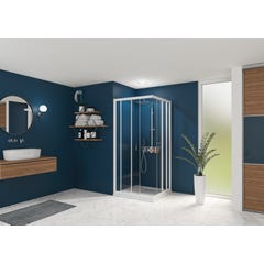 Porte de douche coulissante SMART Express dimensions 90x190 profilé blanc verre transparent 0
