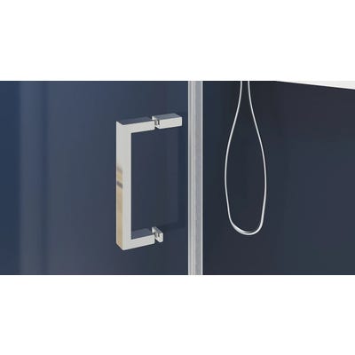 Porte de douche SMART Express 2 volets coulissants et 1 fixe largeur 80 cm profilé chromé verre transparent 2
