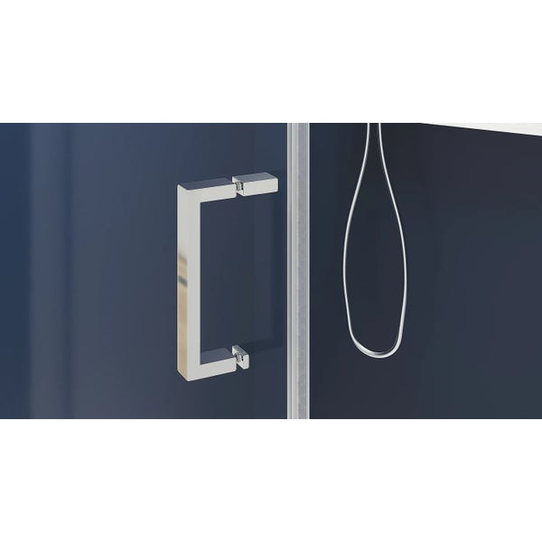Porte de douche SMART Express 2 volets coulissants et 1 fixe largeur 1,00m profilé blanc verre transparent 2