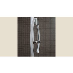 Paroi de douche MACAO Classic porte coulissante sans seuil aux normes handicapé largeur réglable 105-115 profilé blanc verre dépoli 1 bande côté droit 4