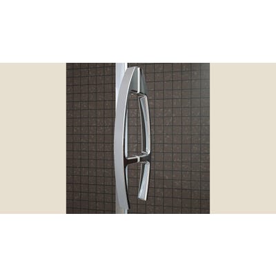 Paroi de douche MACAO Classic porte coulissante sans seuil normes handicapé largeur réglable 155-172 profilé chromé verre dépoli 1 bande côté droit 4